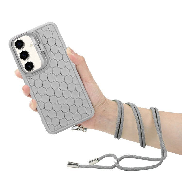 For Samsung Galaxy S24 TPU Case Heat Dissipation Magnetic Phone Cover with Lanyard / Kickstand - Grey