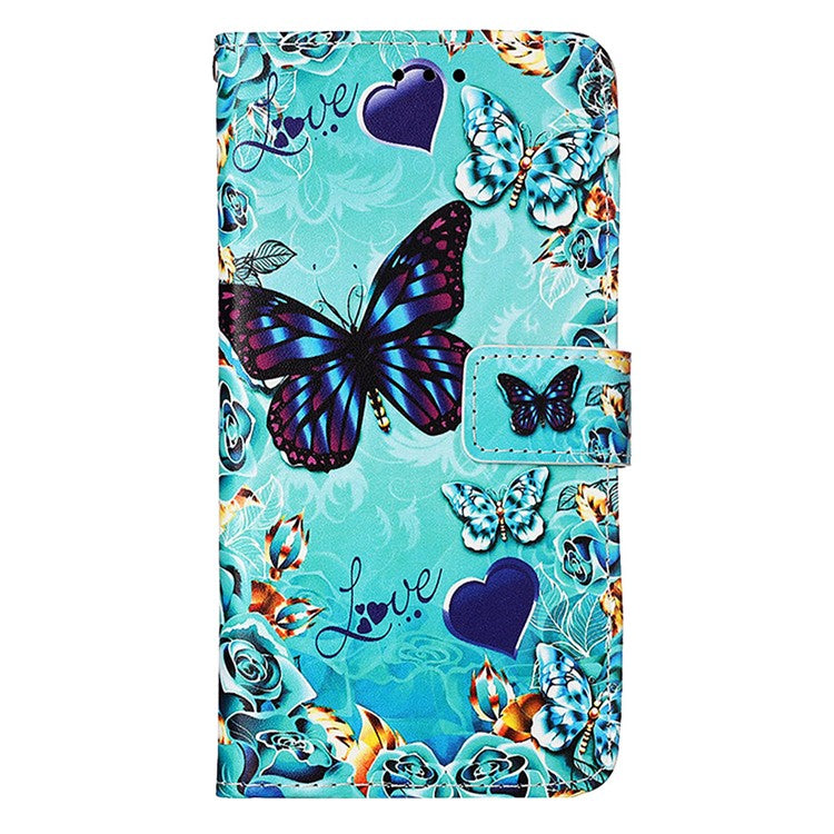 YB Pattern Printing Leather Series-4 for Oppo A79 5G / A2 5G Case Leather Wallet Flip Cover - Butterfly and Heart