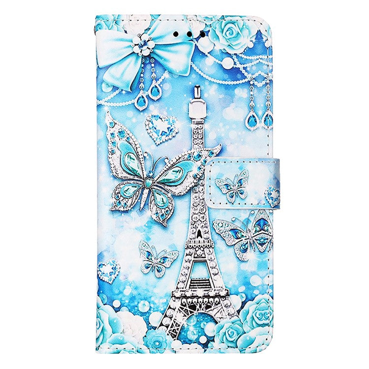 YB Pattern Printing Leather Series-4 for Oppo A79 5G / A2 5G Case Leather Wallet Flip Cover - Eiffel Tower and Butterfly