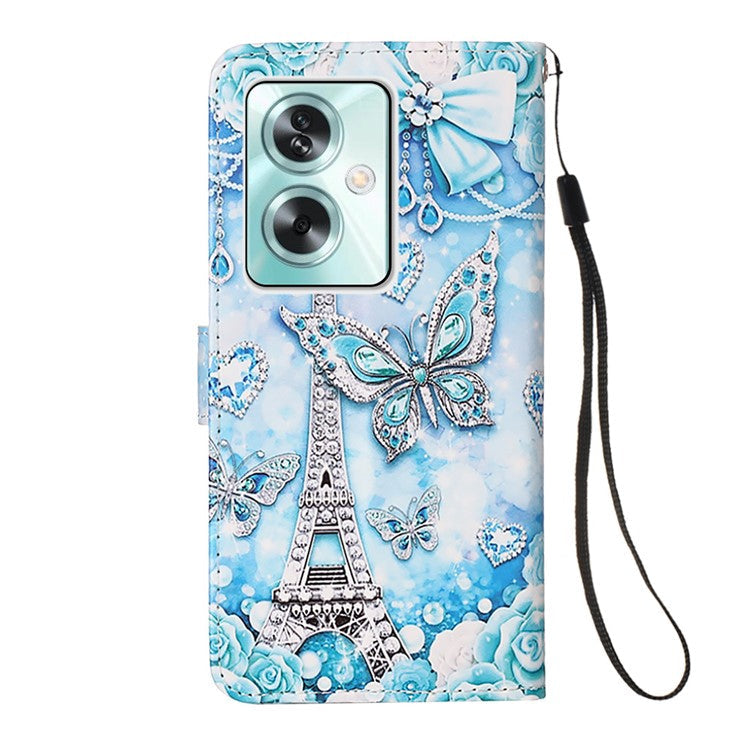 YB Pattern Printing Leather Series-4 for Oppo A79 5G / A2 5G Case Leather Wallet Flip Cover - Eiffel Tower and Butterfly