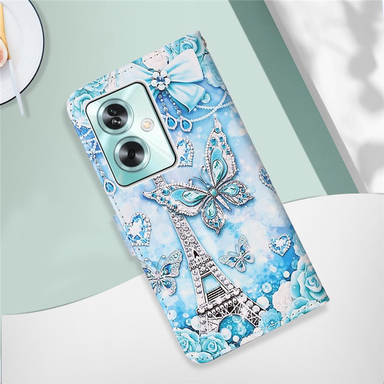 YB Pattern Printing Leather Series-4 for Oppo A79 5G / A2 5G Case Leather Wallet Flip Cover - Eiffel Tower and Butterfly