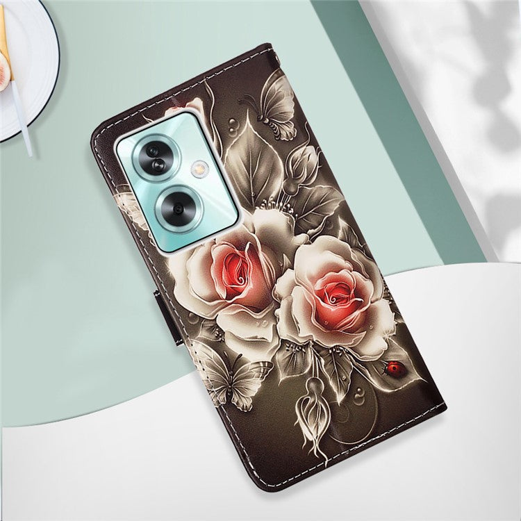 YB Pattern Printing Leather Series-4 for Oppo A79 5G / A2 5G Case Leather Wallet Flip Cover - Rose