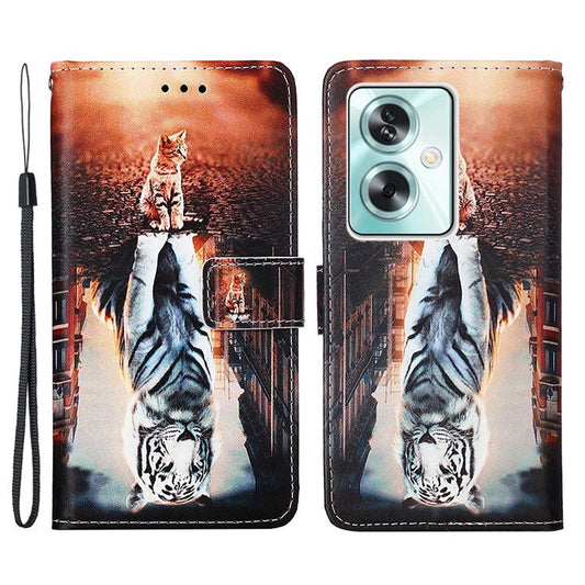 YB Pattern Printing Leather Series-4 for Oppo A79 5G / A2 5G Case Leather Wallet Flip Cover - Cat and Tiger