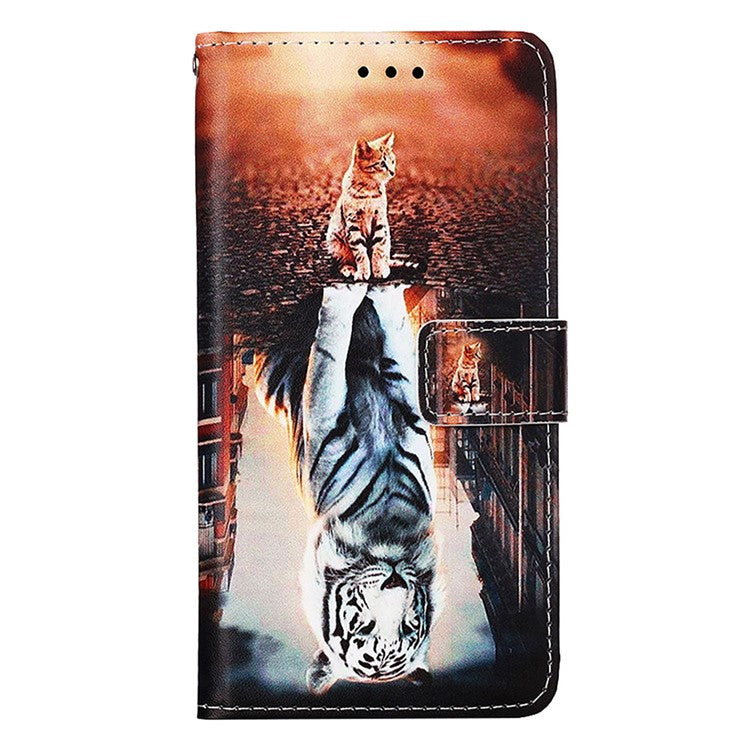 YB Pattern Printing Leather Series-4 for Oppo A79 5G / A2 5G Case Leather Wallet Flip Cover - Cat and Tiger