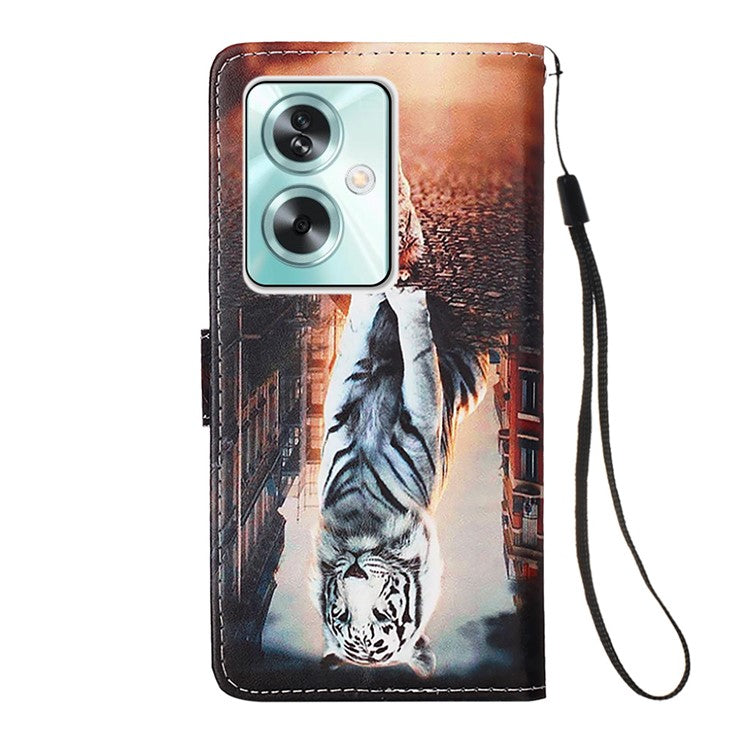 YB Pattern Printing Leather Series-4 for Oppo A79 5G / A2 5G Case Leather Wallet Flip Cover - Cat and Tiger