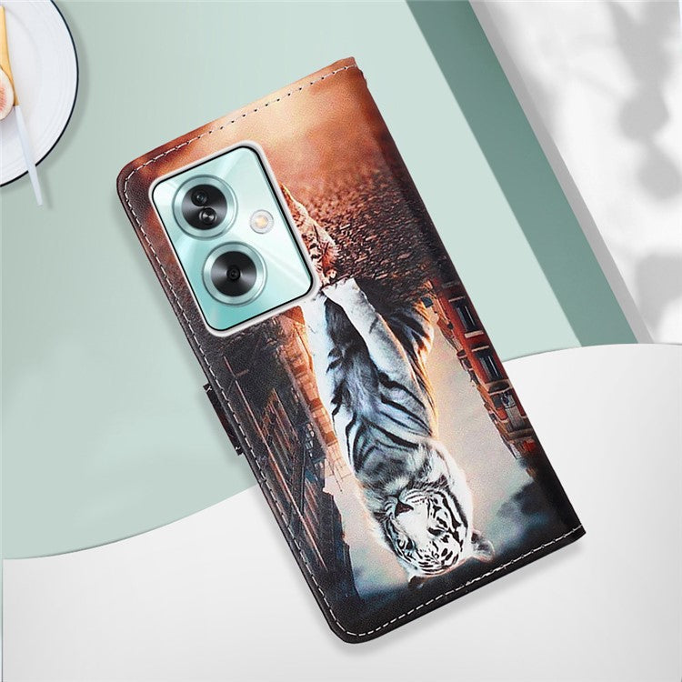 YB Pattern Printing Leather Series-4 for Oppo A79 5G / A2 5G Case Leather Wallet Flip Cover - Cat and Tiger