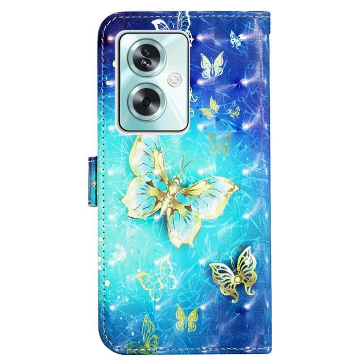 YB Pattern Printing Leather Series-2 For Oppo A79 5G / A2 5G Wallet Case Leather Phone Cover - Golden Butterflies