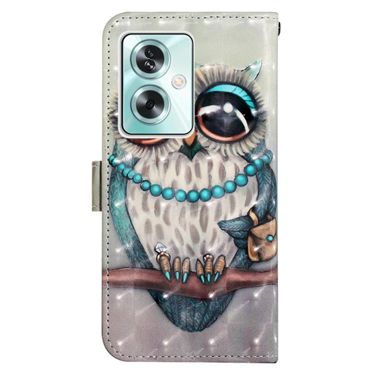 YB Pattern Printing Leather Series-2 For Oppo A79 5G / A2 5G Wallet Case Leather Phone Cover - Grey Owl