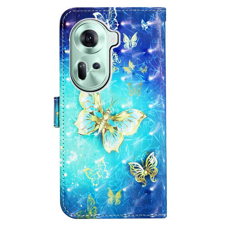 YB Pattern Printing Leather Series-2 For Oppo Reno11 5G (Global) Case Anti-Drop Leather Phone Cover - Golden Butterflies