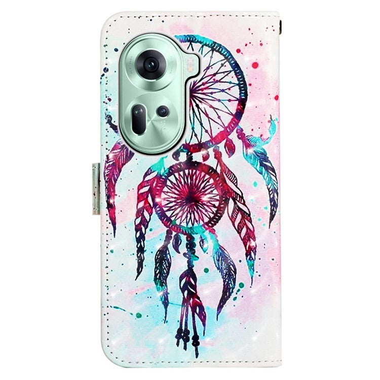 YB Pattern Printing Leather Series-2 For Oppo Reno11 5G (Global) Case Anti-Drop Leather Phone Cover - Colorful Wind Chime