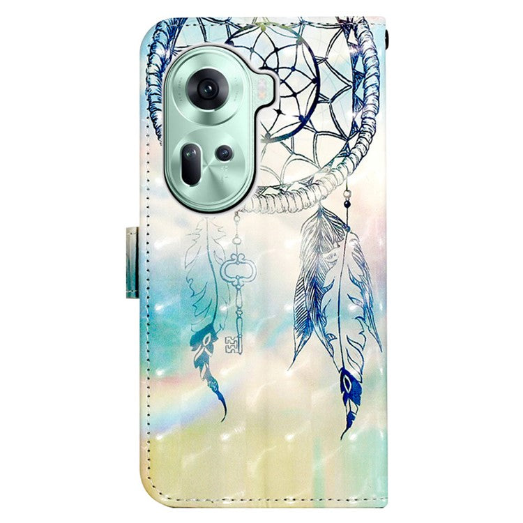 YB Pattern Printing Leather Series-2 For Oppo Reno11 5G (Global) Case Anti-Drop Leather Phone Cover - Dream Wind Chime