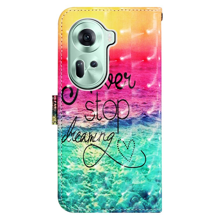 YB Pattern Printing Leather Series-2 For Oppo Reno11 5G (Global) Case Anti-Drop Leather Phone Cover - Never Stop Dreaming