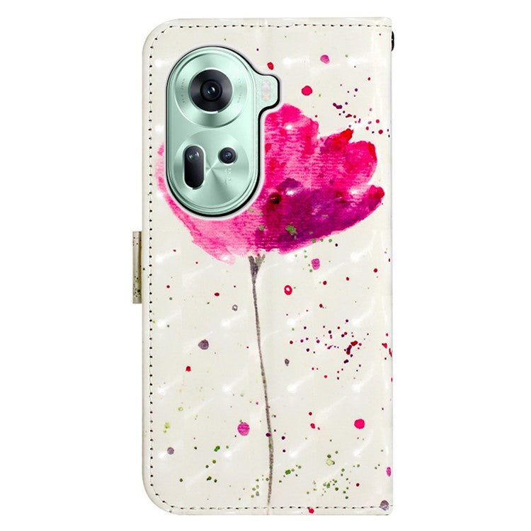 YB Pattern Printing Leather Series-2 For Oppo Reno11 5G (Global) Case Anti-Drop Leather Phone Cover - Flower