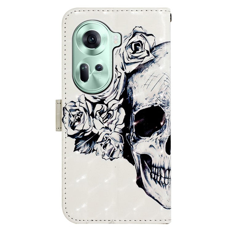 YB Pattern Printing Leather Series-2 For Oppo Reno11 5G (Global) Case Anti-Drop Leather Phone Cover - Skull