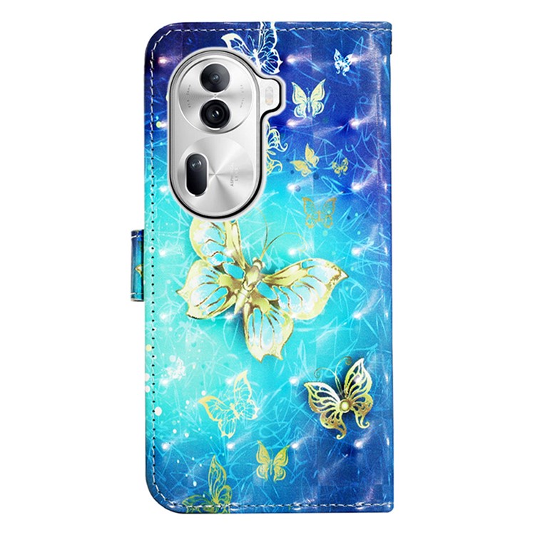YB Pattern Printing Leather Series-2 For Oppo Reno11 Pro 5G (Global) Protective Case Leather Phone Shell - Golden Butterflies