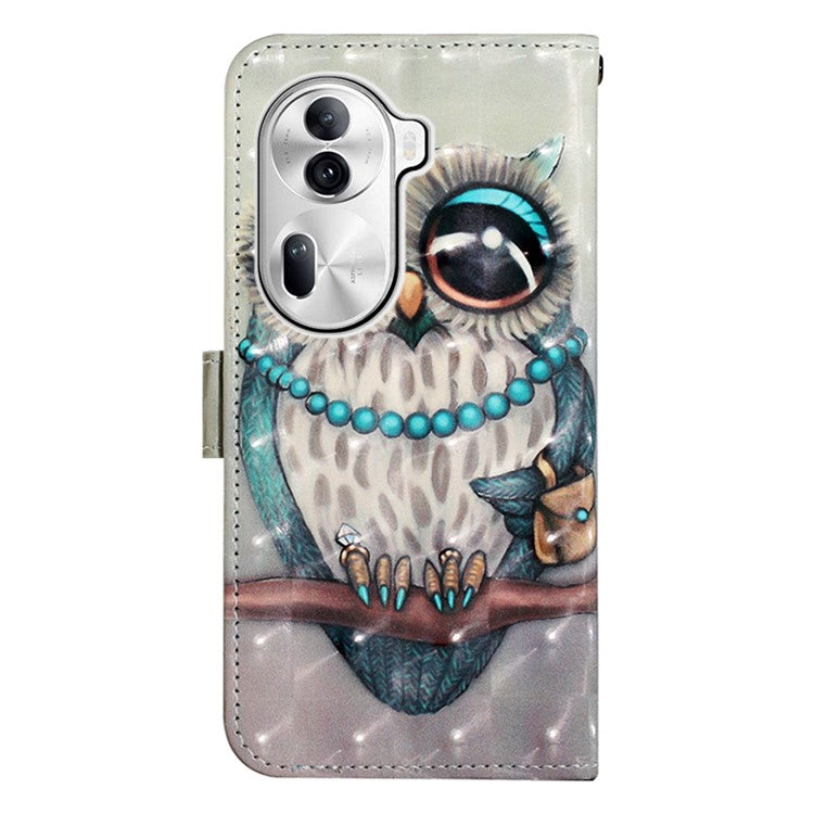 YB Pattern Printing Leather Series-2 For Oppo Reno11 Pro 5G (Global) Protective Case Leather Phone Shell - Grey Owl