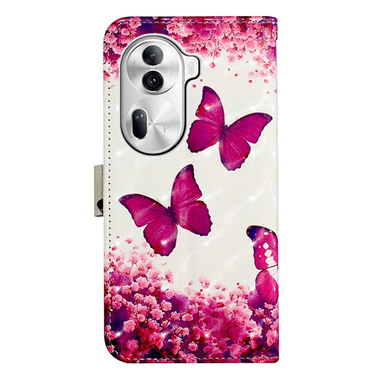 YB Pattern Printing Leather Series-2 For Oppo Reno11 Pro 5G (Global) Protective Case Leather Phone Shell - Rose Butterflies