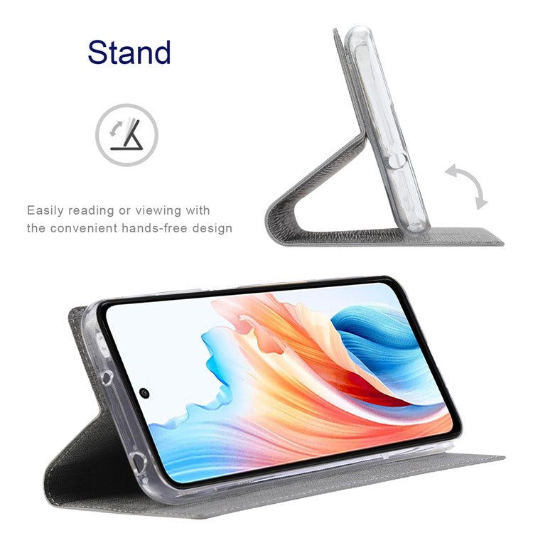 VILI DMX Series For Oppo A79 5G / A2 5G Case Card Holder Leather Magnetic Closure Phone Cover - Grey