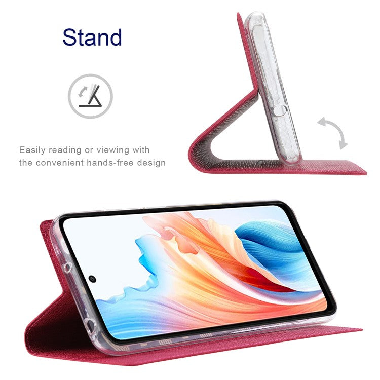 VILI DMX Series For Oppo A79 5G / A2 5G Case Card Holder Leather Magnetic Closure Phone Cover - Rose