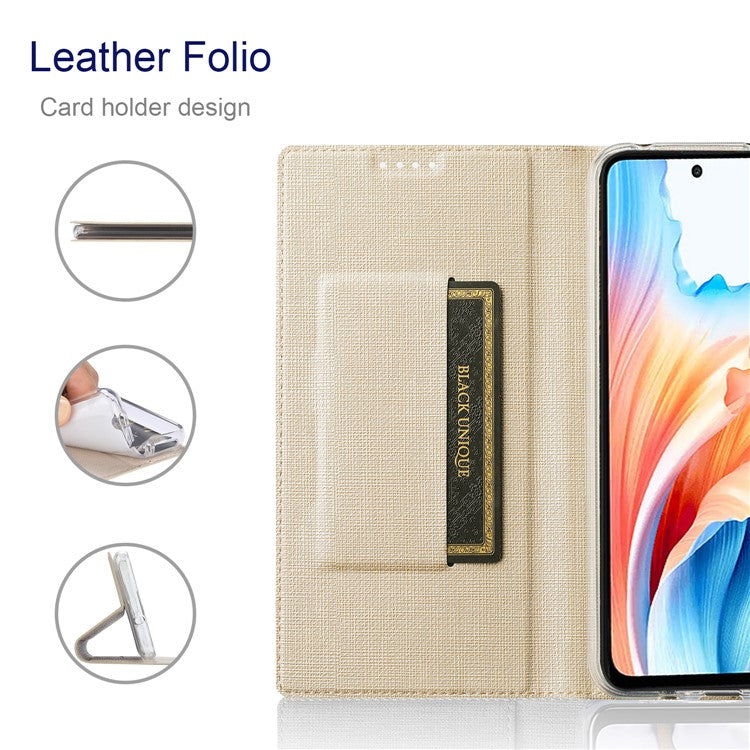 VILI DMX Series For Oppo A79 5G / A2 5G Case Card Holder Leather Magnetic Closure Phone Cover - Khaki