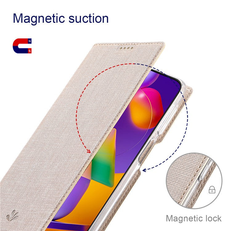 VILI DMX Series For Oppo A79 5G / A2 5G Case Card Holder Leather Magnetic Closure Phone Cover - Khaki