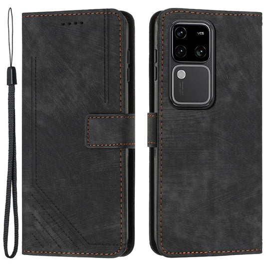 Shockproof Case for vivo S18 5G / S18 Pro 5G / V30 5G / V30 Pro 5G Shell Lines Imprinted Phone Cover - Black