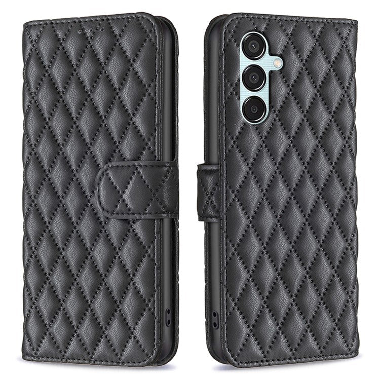 BINFEN COLOR BF Style-14 For Samsung Galaxy M15 5G Magnetic Case Leather Card Slots Phone Protector - Black