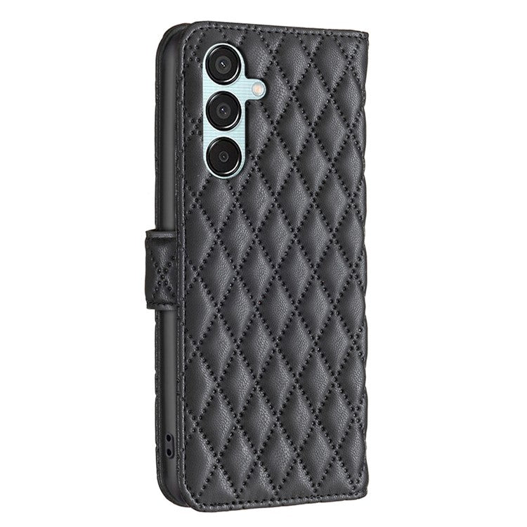 BINFEN COLOR BF Style-14 For Samsung Galaxy M15 5G Magnetic Case Leather Card Slots Phone Protector - Black