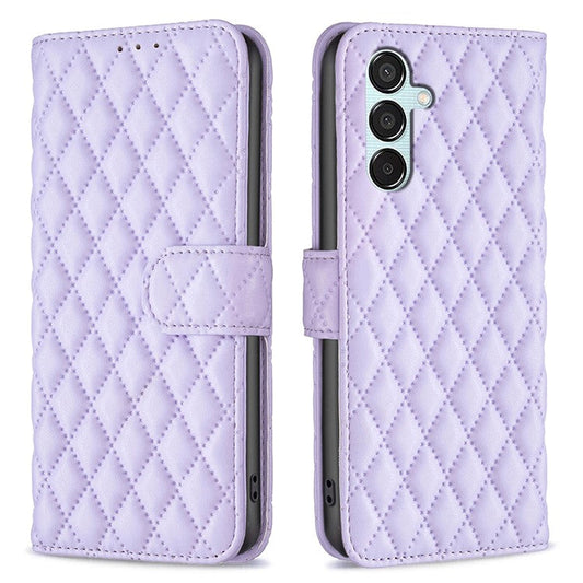 BINFEN COLOR BF Style-14 For Samsung Galaxy M15 5G Magnetic Case Leather Card Slots Phone Protector - Purple
