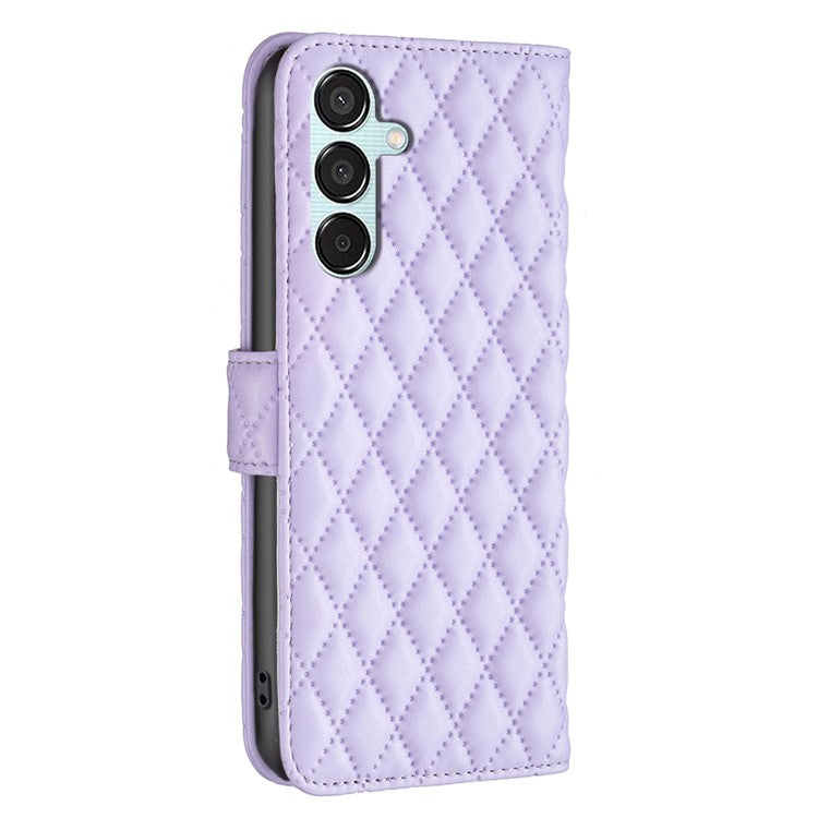 BINFEN COLOR BF Style-14 For Samsung Galaxy M15 5G Magnetic Case Leather Card Slots Phone Protector - Purple