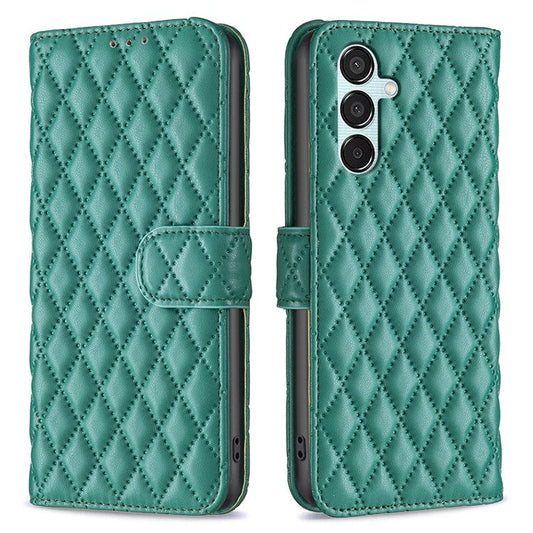 BINFEN COLOR BF Style-14 For Samsung Galaxy M15 5G Magnetic Case Leather Card Slots Phone Protector - Green