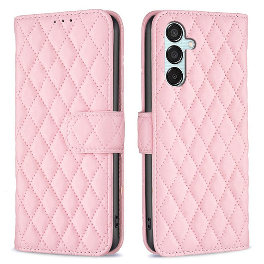 BINFEN COLOR BF Style-14 For Samsung Galaxy M15 5G Magnetic Case Leather Card Slots Phone Protector - Pink