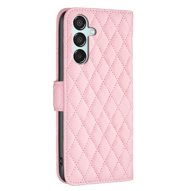 BINFEN COLOR BF Style-14 For Samsung Galaxy M15 5G Magnetic Case Leather Card Slots Phone Protector - Pink