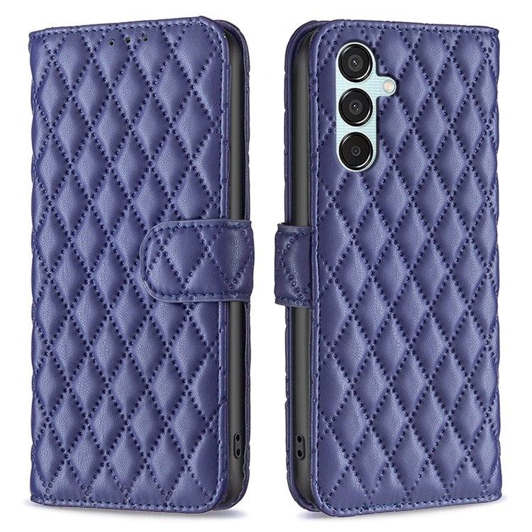 BINFEN COLOR BF Style-14 For Samsung Galaxy M15 5G Magnetic Case Leather Card Slots Phone Protector - Blue