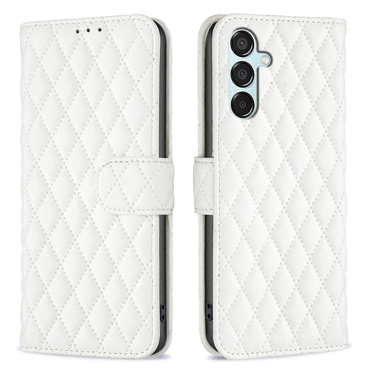 BINFEN COLOR BF Style-14 For Samsung Galaxy M15 5G Magnetic Case Leather Card Slots Phone Protector - White