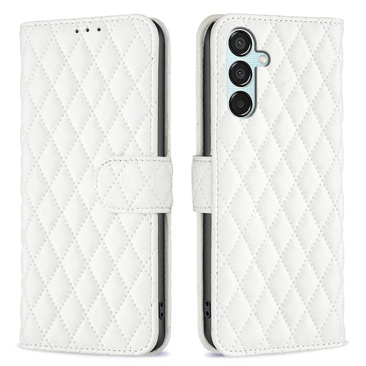 BINFEN COLOR BF Style-14 For Samsung Galaxy M15 5G Magnetic Case Leather Card Slots Phone Protector - White
