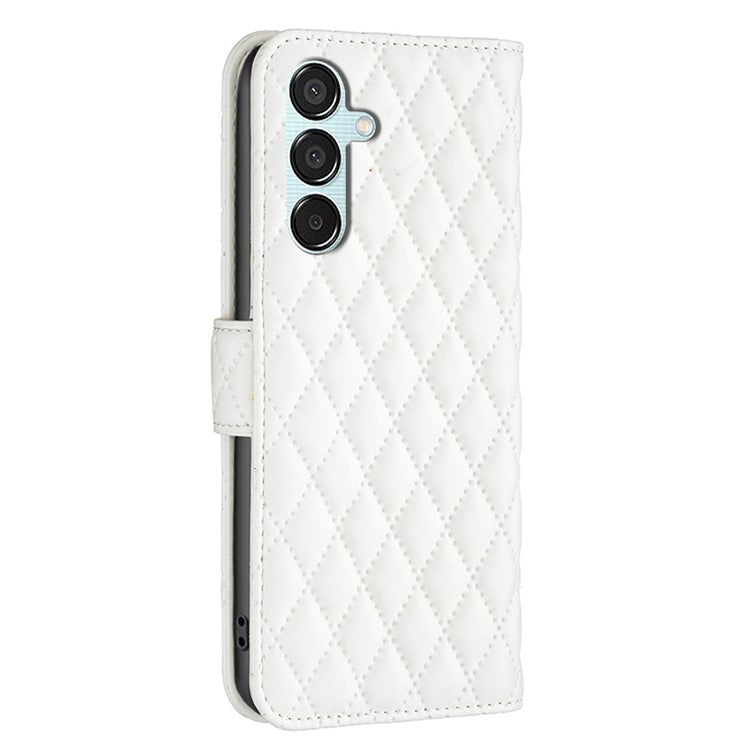 BINFEN COLOR BF Style-14 For Samsung Galaxy M15 5G Magnetic Case Leather Card Slots Phone Protector - White