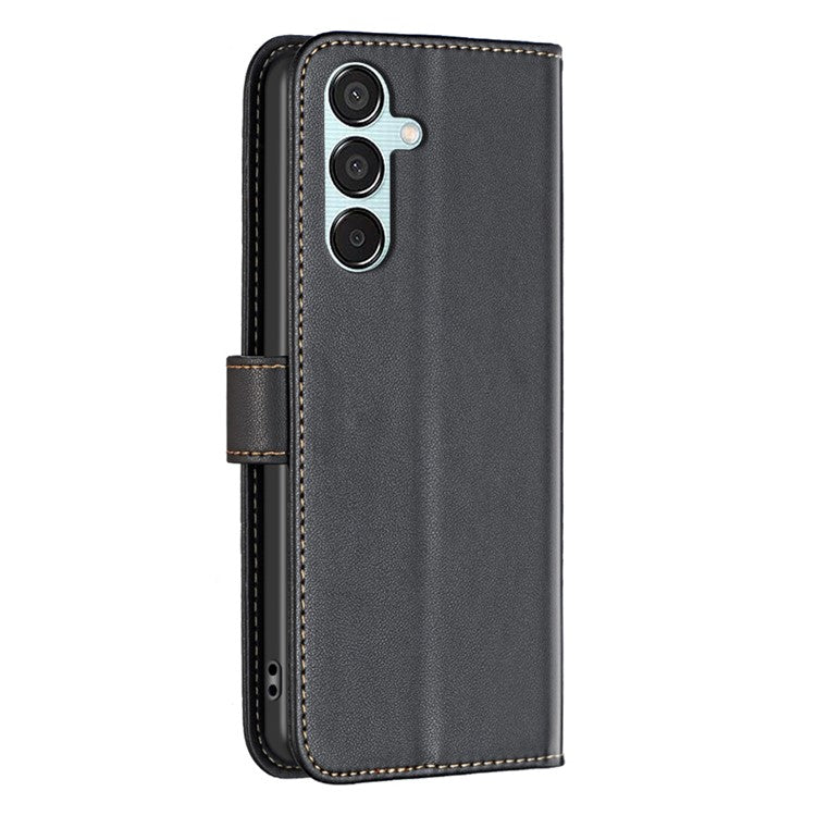 BINFEN COLOR BF17 For Samsung Galaxy M15 5G Case Magnetic Closing Drop-proof Phone Wallet Cover - Black