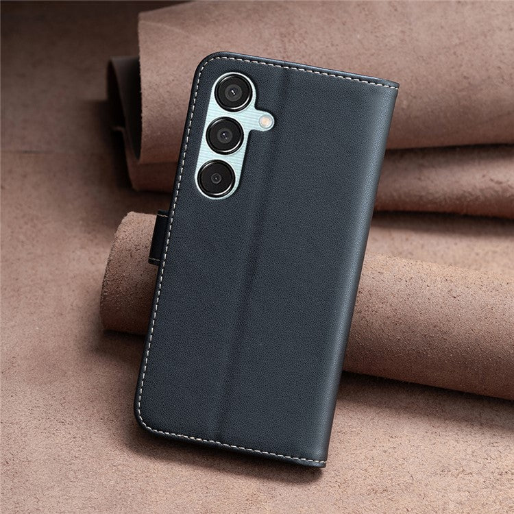 BINFEN COLOR BF17 For Samsung Galaxy M15 5G Case Magnetic Closing Drop-proof Phone Wallet Cover - Black