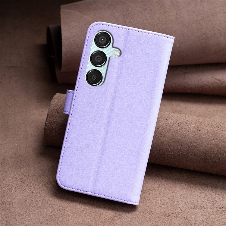 BINFEN COLOR BF17 For Samsung Galaxy M15 5G Case Magnetic Closing Drop-proof Phone Wallet Cover - Purple