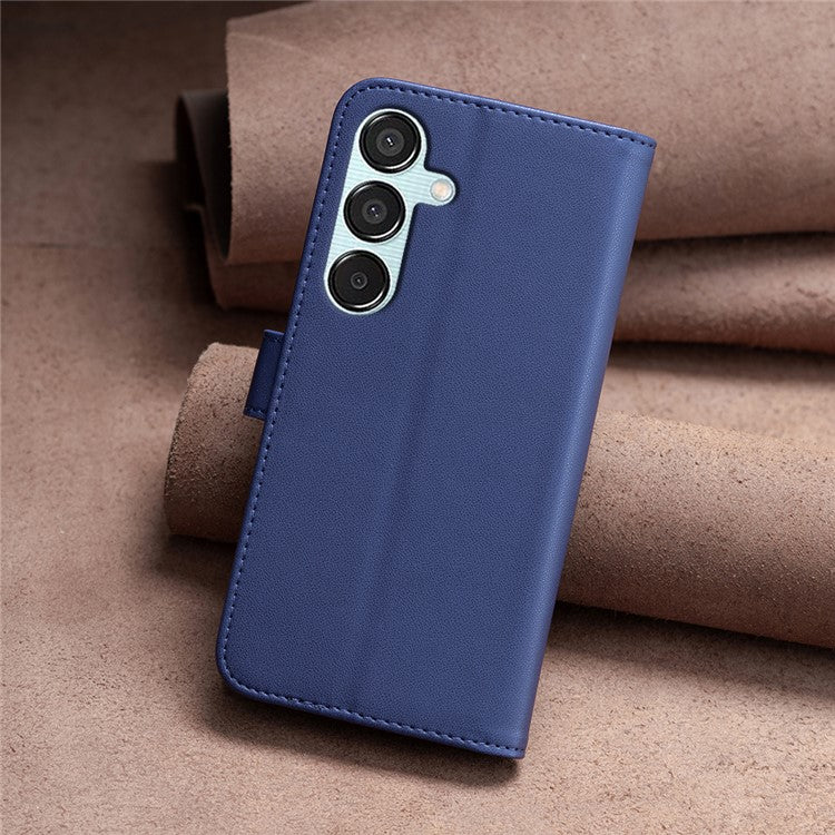 BINFEN COLOR BF17 For Samsung Galaxy M15 5G Case Magnetic Closing Drop-proof Phone Wallet Cover - Blue