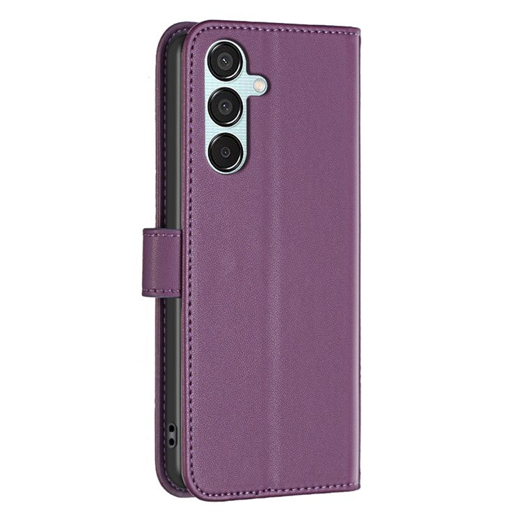 BINFEN COLOR BF17 For Samsung Galaxy M15 5G Case Magnetic Closing Drop-proof Phone Wallet Cover - Dark Purple