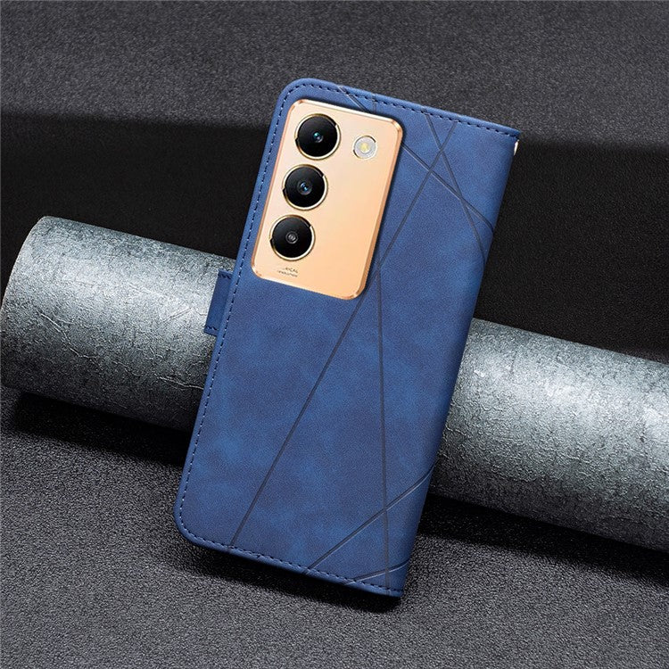BINFEN COLOR BF05 For vivo Y200e 5G Wallet Case Geometric Imprinted Cell Phone Cover - Blue