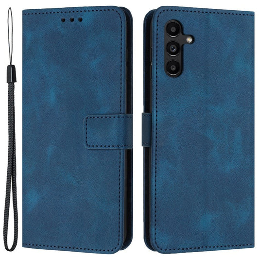 For Samsung Galaxy A54 5G Case PU Leather Magnetic Closure Handbag Phone Cover - Blue