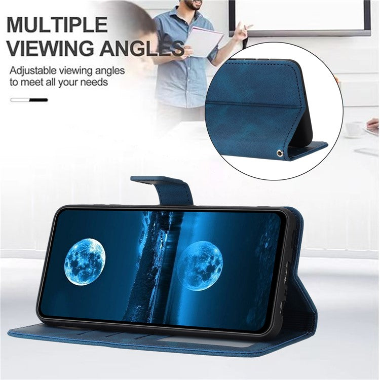 For Samsung Galaxy A54 5G Case PU Leather Magnetic Closure Handbag Phone Cover - Blue