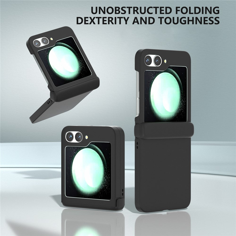For Samsung Galaxy Z Flip7 FE 5G / Z Flip6 5G Case Skin-touch PC Phone Cover with Hinge Protection - Black