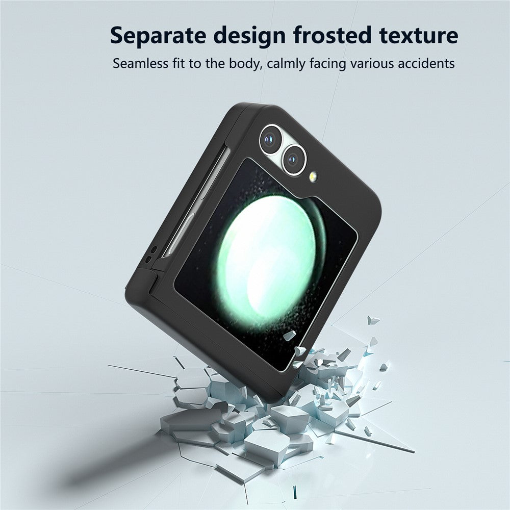 For Samsung Galaxy Z Flip7 FE 5G / Z Flip6 5G Case Skin-touch PC Phone Cover with Hinge Protection - Black