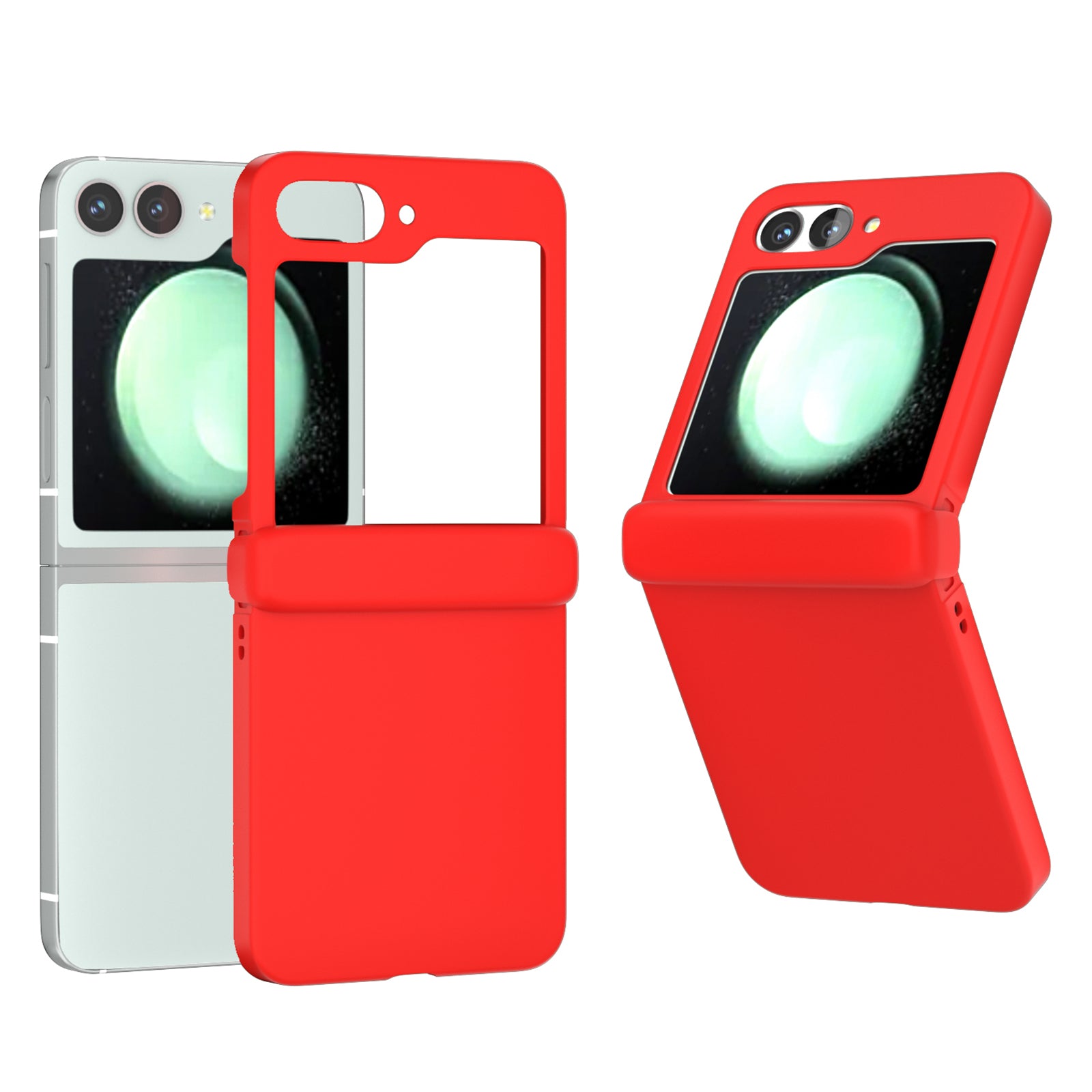 For Samsung Galaxy Z Flip6 5G Case Skin-touch PC Phone Cover with Hinge Protection - Red