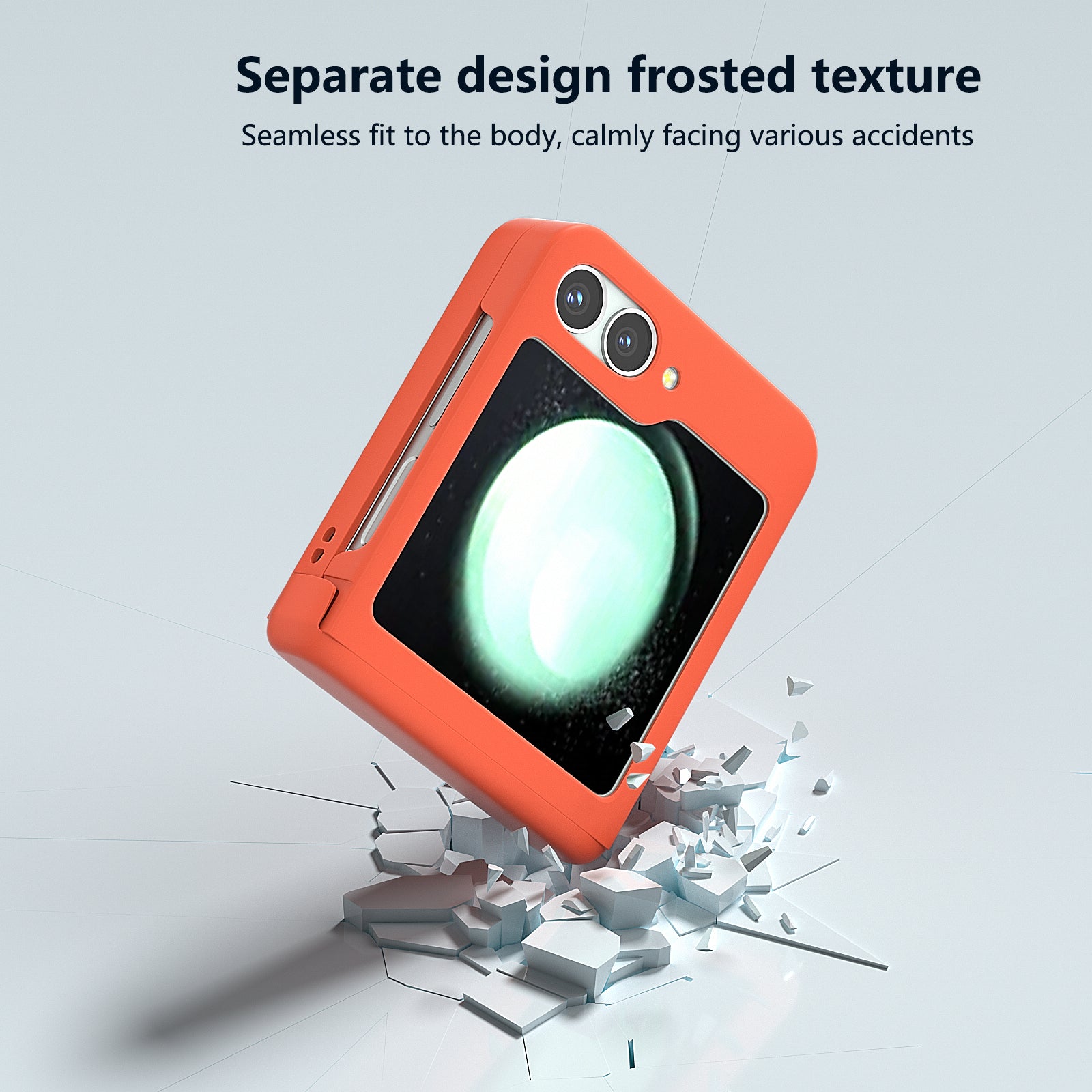 For Samsung Galaxy Z Flip6 5G Case Skin-touch PC Phone Cover with Hinge Protection - Orange