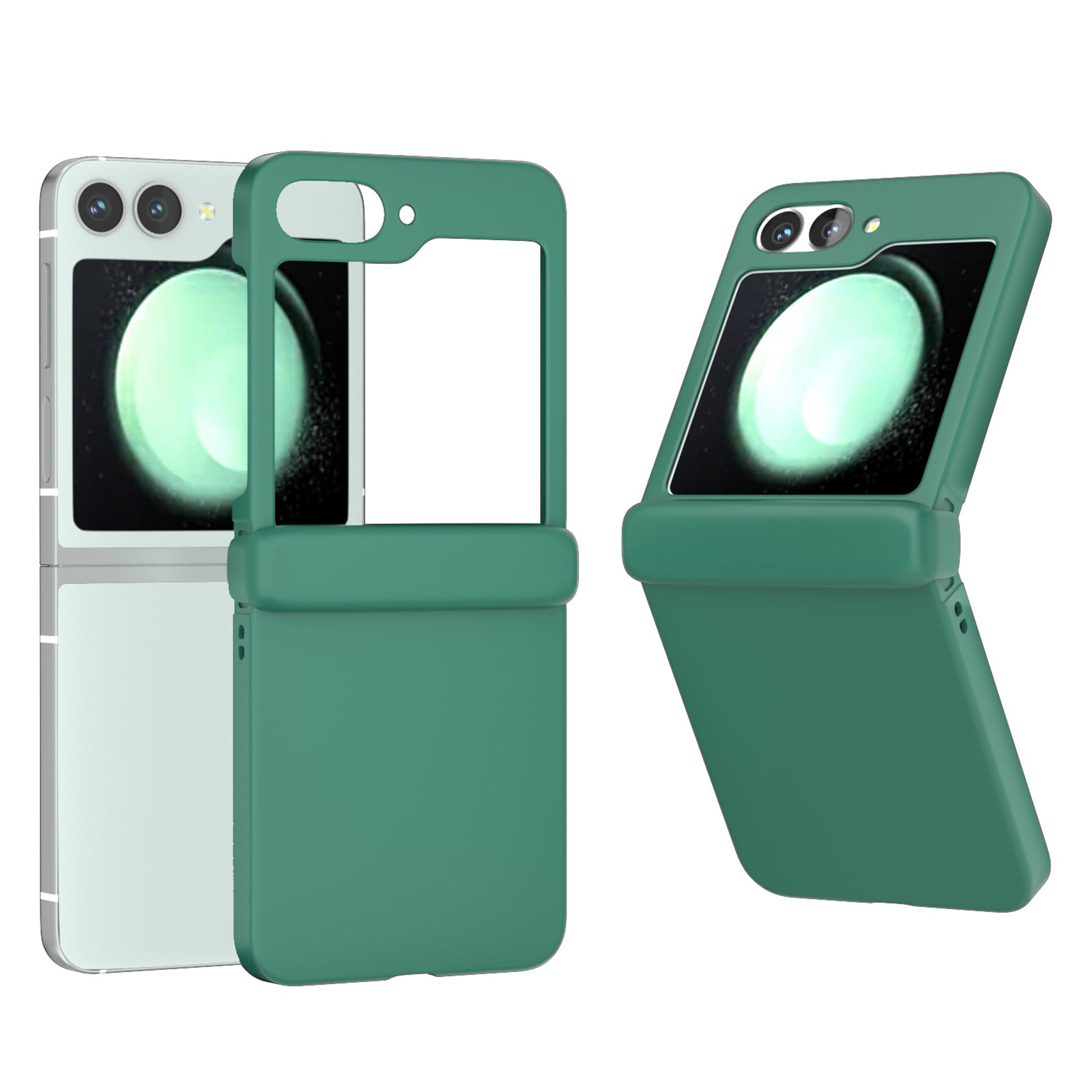 For Samsung Galaxy Z Flip6 5G Case Skin-touch PC Phone Cover with Hinge Protection - Dark Green